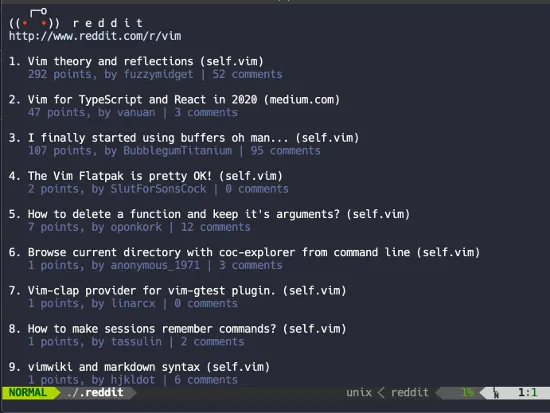 Reddit in Vim