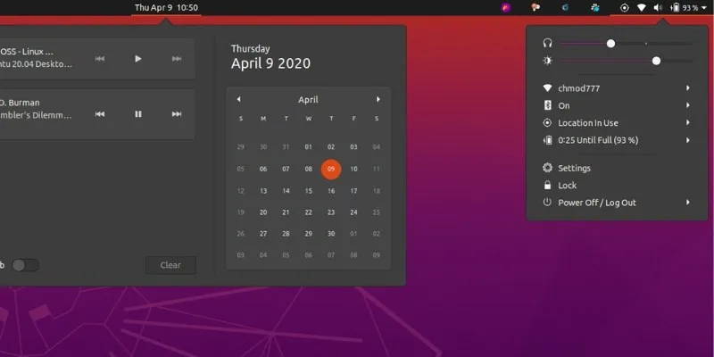 Yaru Dark Shell Theme in Ubuntu