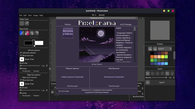 Pixelorama Welcome Screen