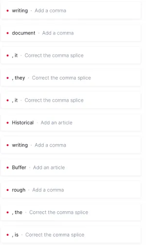 Errors identified by Grammarly