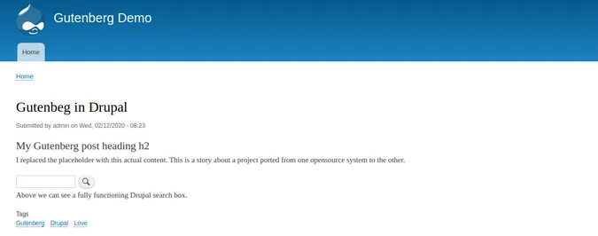 Drupal Gutenberg output Drupal Gutenberg output