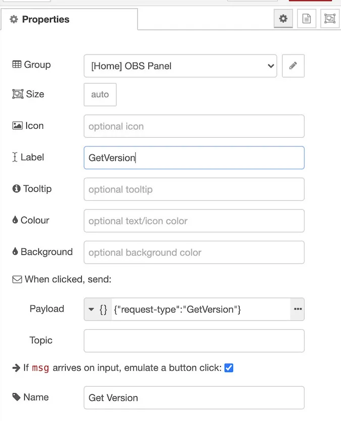 Setting up the button