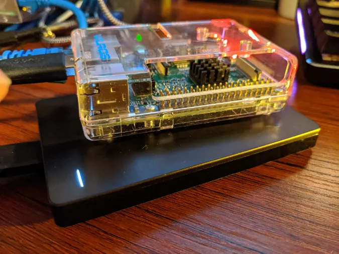 Raspberry Pi with a USB hard disk Raspberry Pi with a USB hard disk