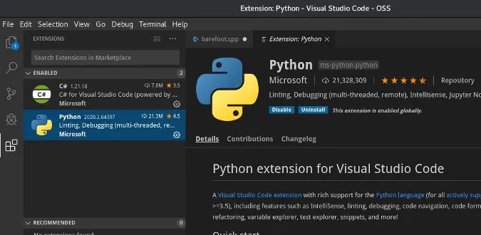 VSCodium Python plugin VSCodium Python plugin