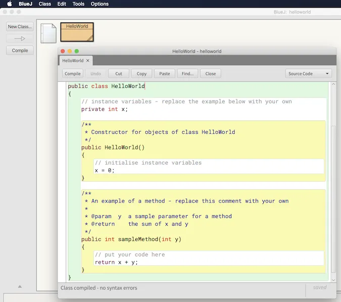 BlueJ IDE screenshot