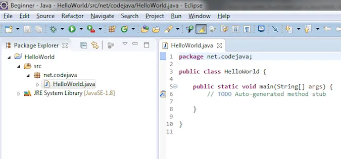 Eclipse IDE screenshot