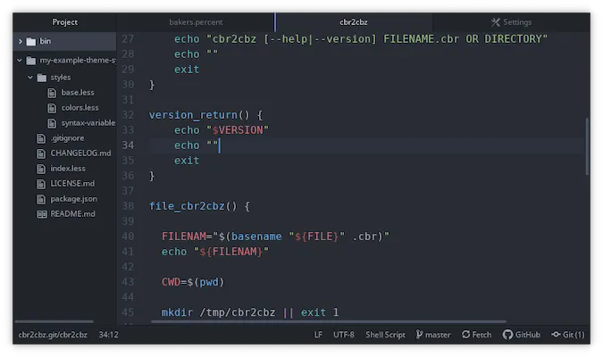 Atom terminal with white text on dark grey background