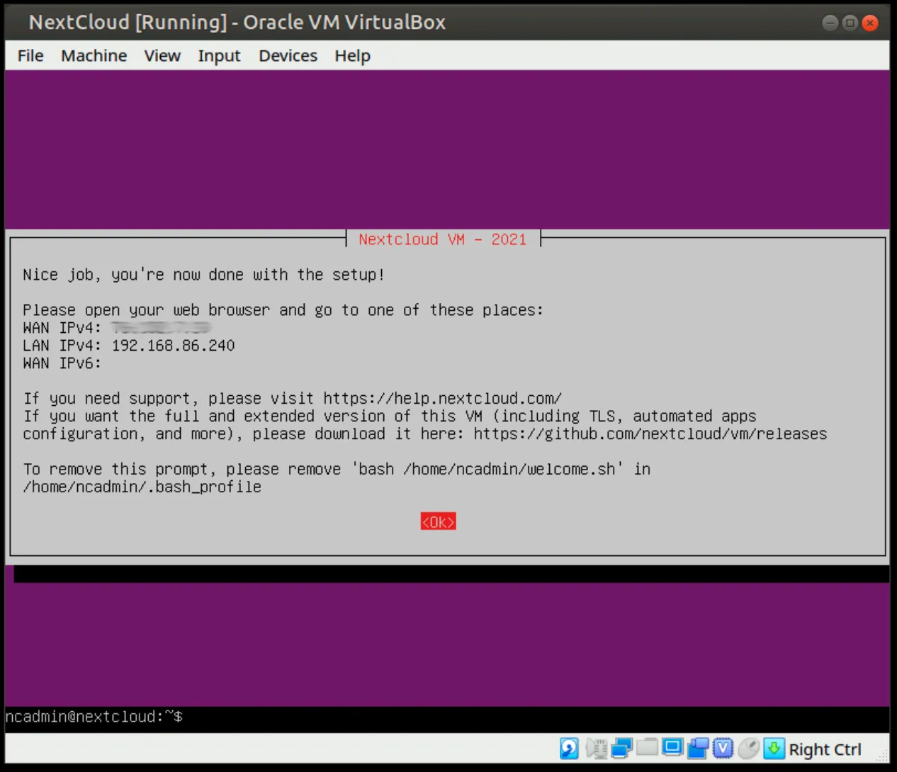 Nextcloud virtual machine