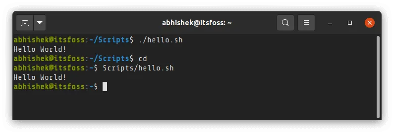 在其它的目录中运行 Shell 脚本
