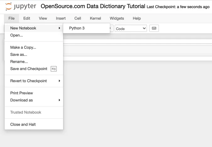 Create Jupyter notebook 新建 Jupyter 笔记本