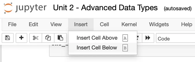 Inserting a new cell in Jupyter 在 Jupyter 插入新建单元格