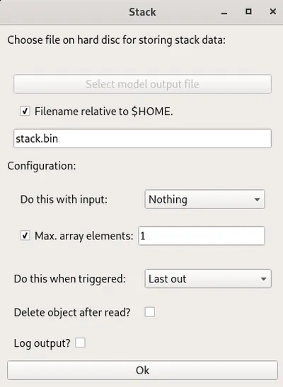 Configuration of the Stack element