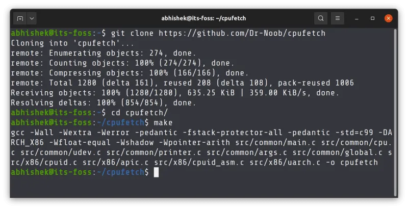 CPUFetch Installation