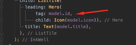 在 Hero 微件上添加 tag 属性为 model.id