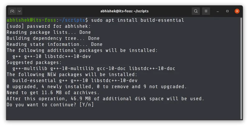 Installing Build Essential package