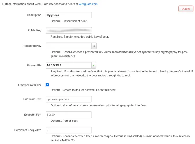 在路由器上添加一个对等点