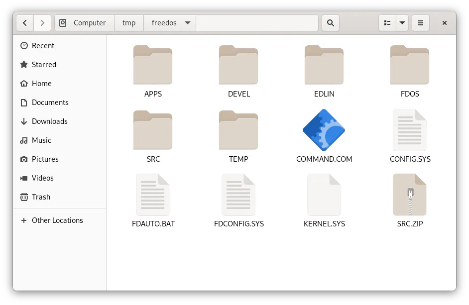 Using GNOME file manager to access the virtual disk GNOME file manager