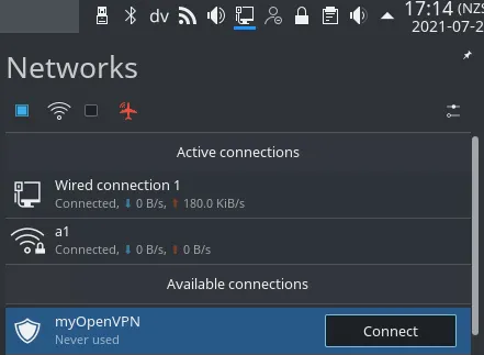 Add a connection in Network Manager