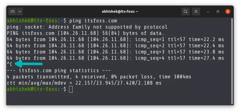 Stopping a program in the Linux terminal