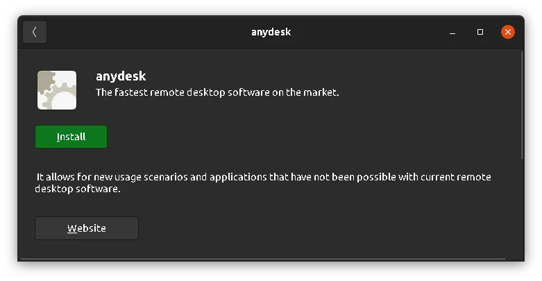 Installing AnyDesk in Ubuntu software center