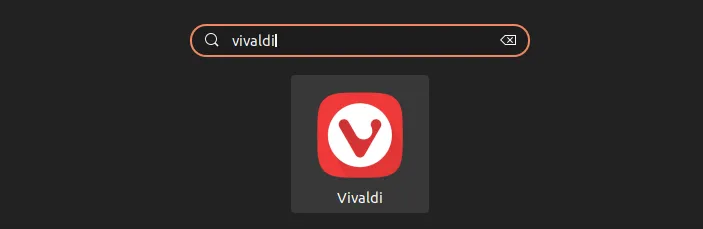 在系统菜单中搜索 Vivaldi