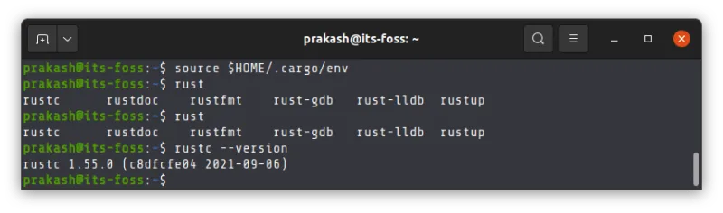 Verifying Rust installation
