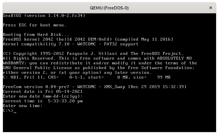 rebooting FreeDOS