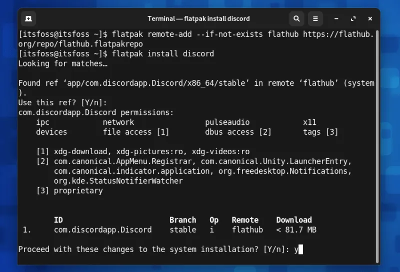 Install Discord via Flatpak