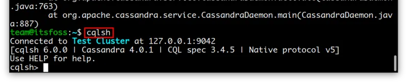 Entering cqlsh
