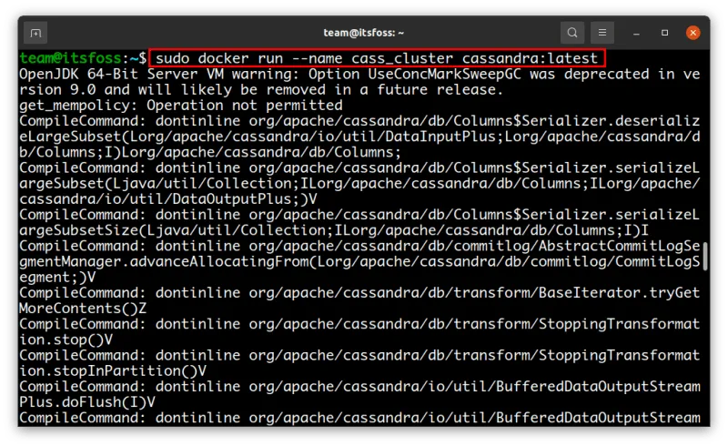 Running Cassandra in a container