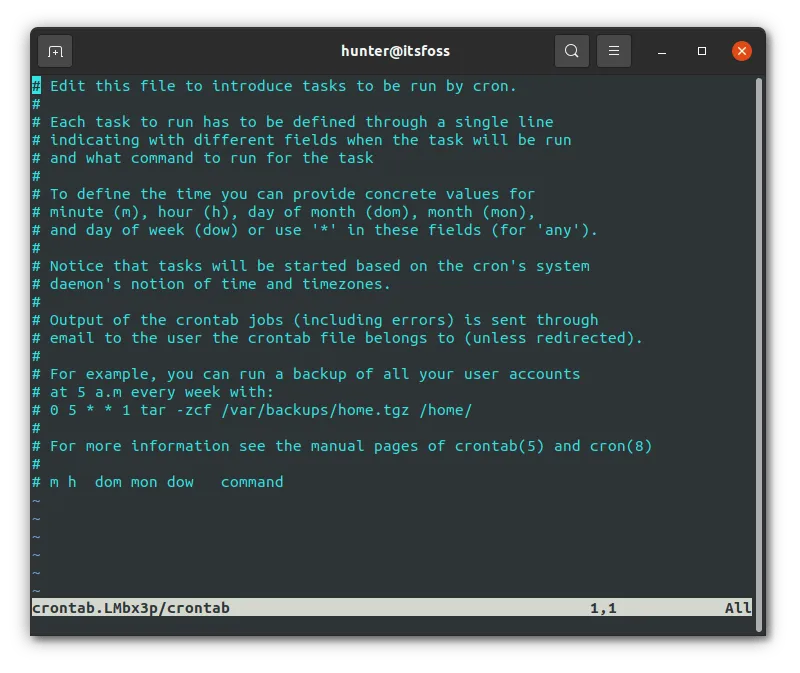 Crontab default view