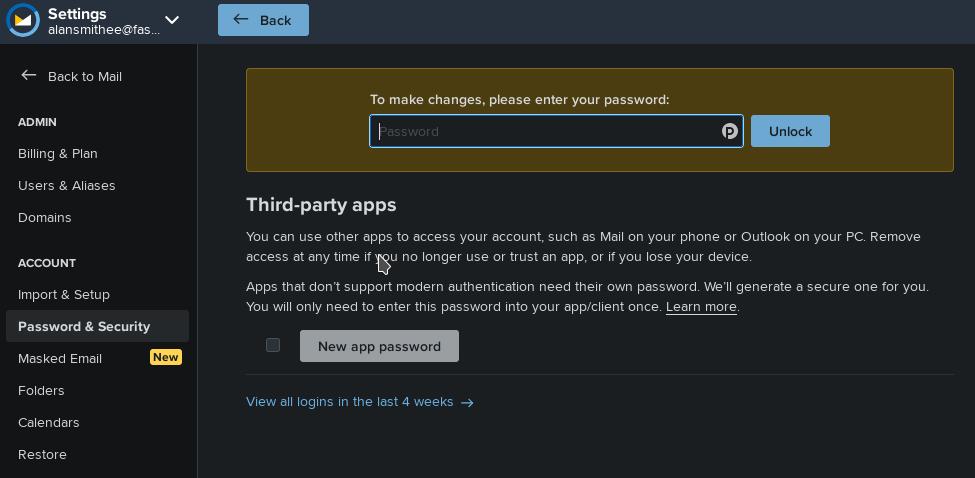 Fastmail app password