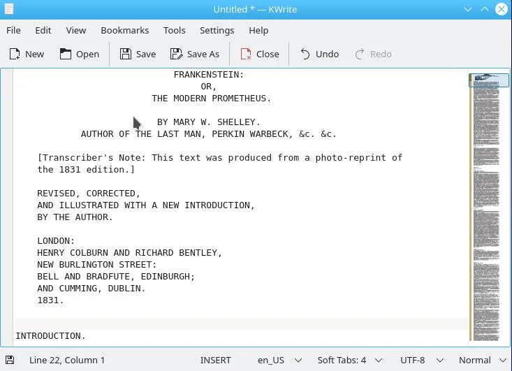 The KWrite text editor The KWrite text editor