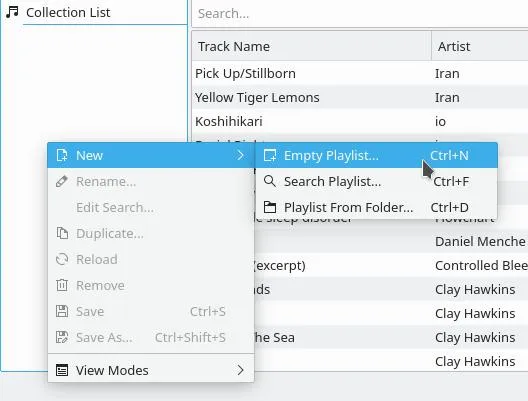 Creating a new playlist Creating a new playlist