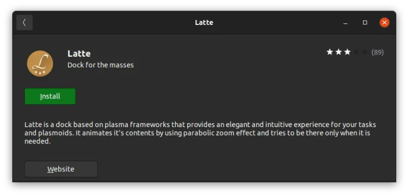 Latte 可以从软件中心获得