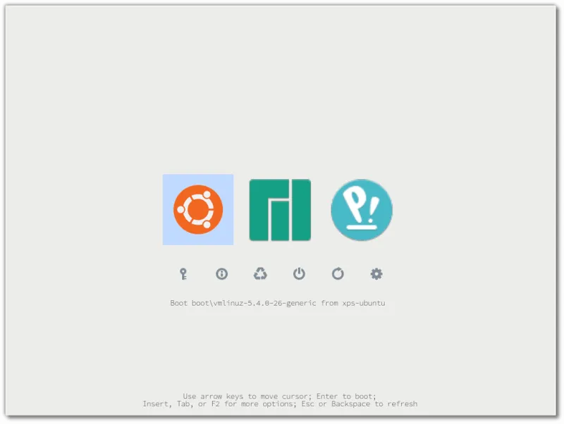 定制化的 rEFInd 引导管理器屏幕 | 图片来源：kofler.info/pop_os