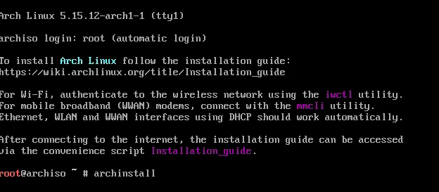 First prompt for archinstall