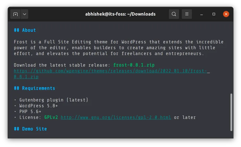 Markdown display with Glow