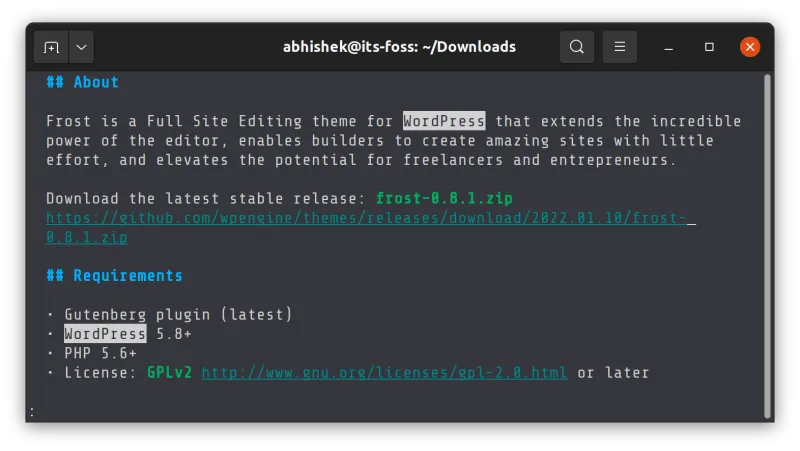 Pager view similar to the less command