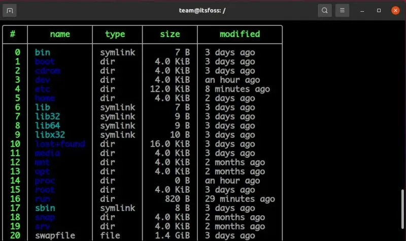 Nushell example screenshot