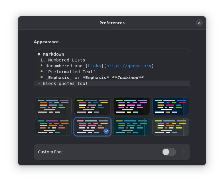Theme options under preference