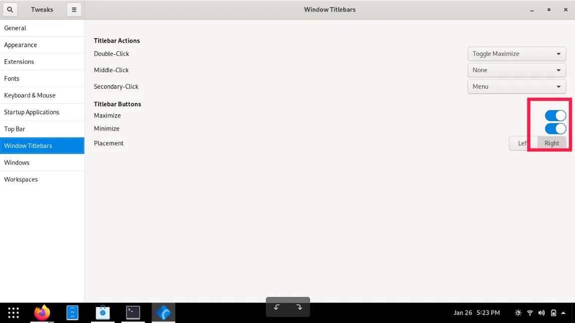 Enable minimize and maximize buttons in application windows in Fedora