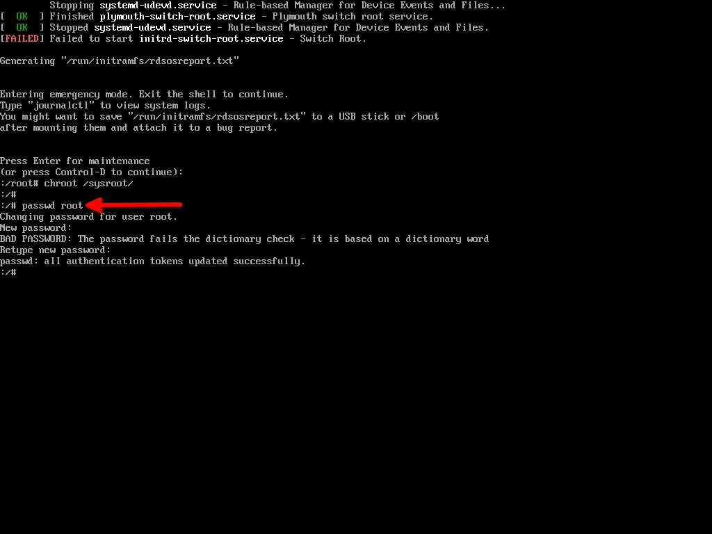 Reset Or Change Root Password In Fedora