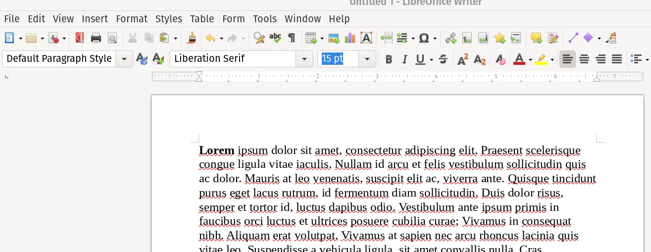 Image of LibreOffice work space