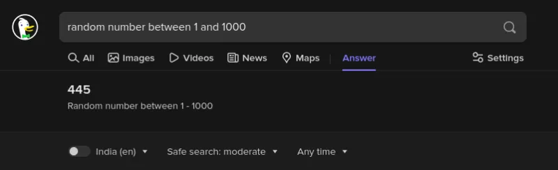 Random Number between 1 and 1000