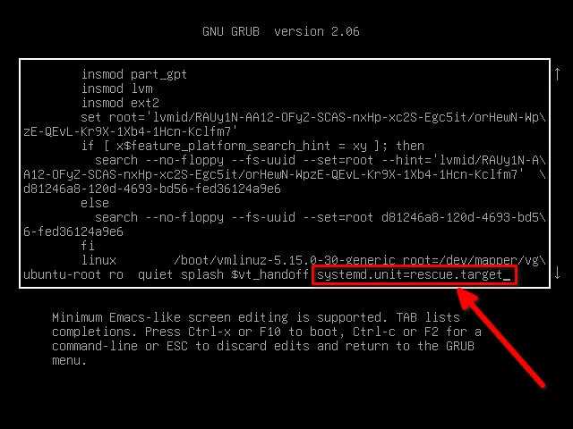 Edit Grub Boot Menu Entries To Enter Into Rescue Mode In Ubuntu 22.04 / 20.04 LTS