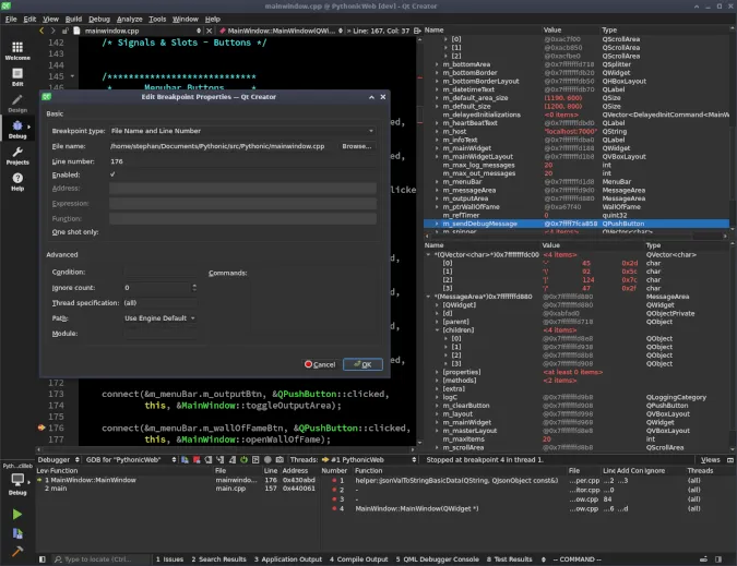 Qt Creator 调试器