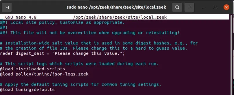 Figure 3: local.zeek file