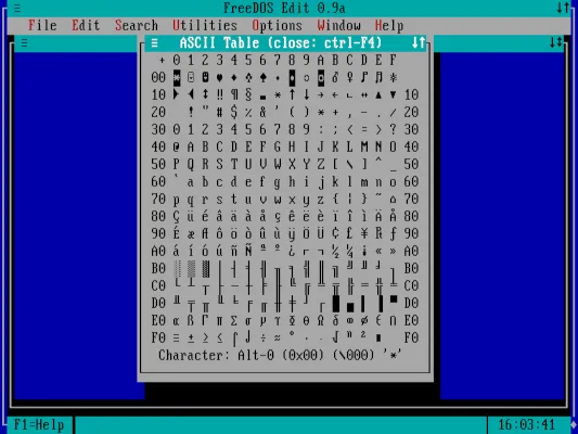 ASCII 表提供一个便于参考的扩展字符表