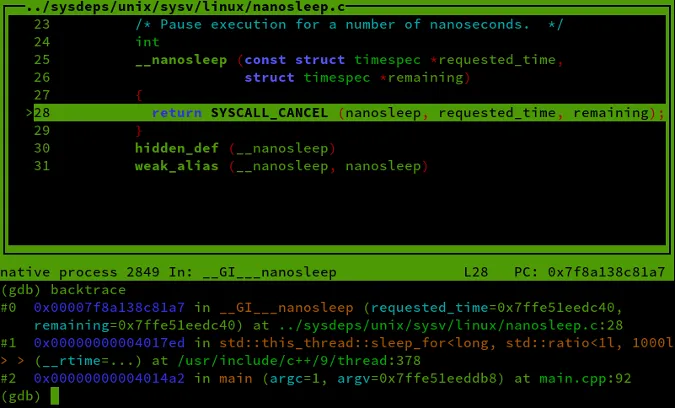 layout src and backtrace output